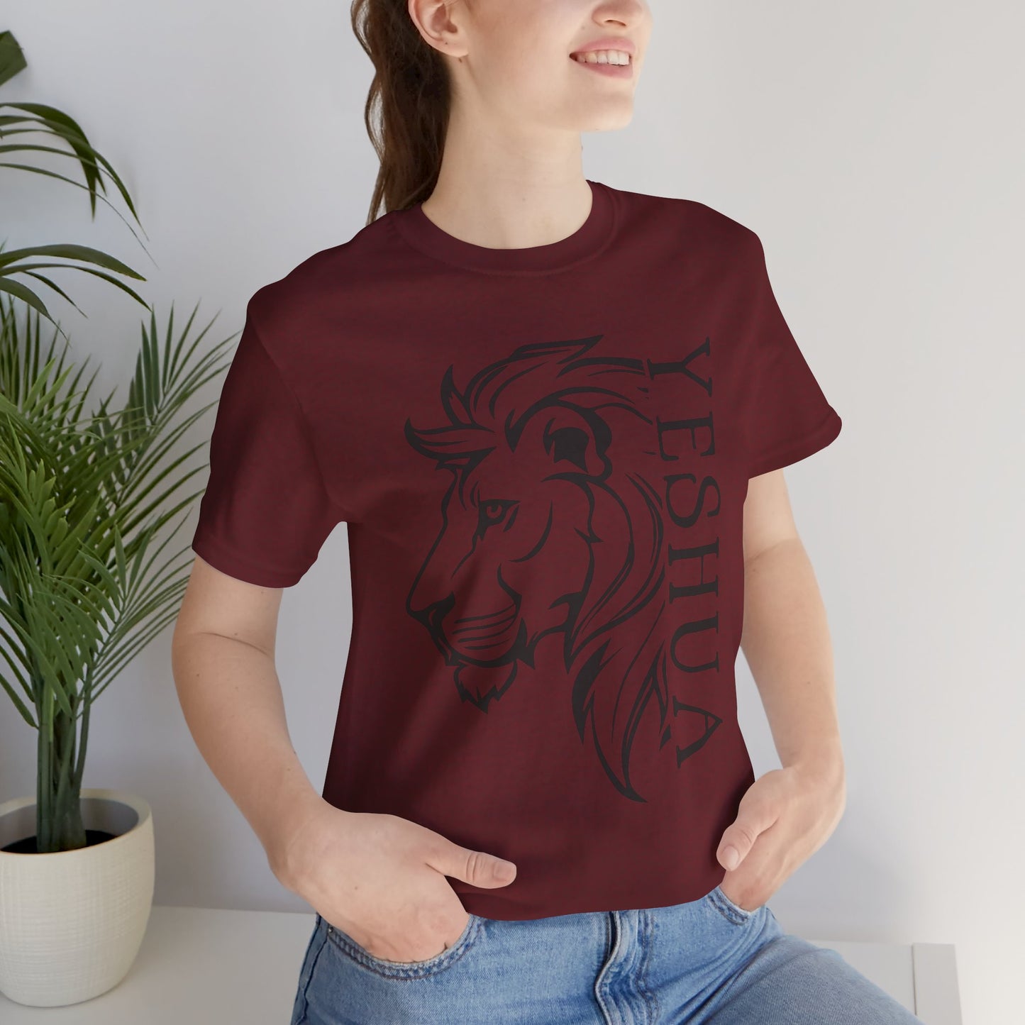 Yeshua Lion Tee Unisex Jersey Short Sleeve Tshirt, Hebraic Messianic Christian Apparel, Lion of Judah Shirt, Religious Graphic Tee, Biblical