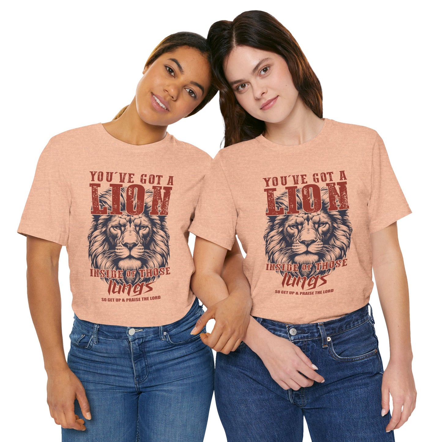 Lionhearted Praise Unisex Tee, Bold Graphic Shirt, Christian Apparel, Inspirational T-Shirt, Faith-Based Gift, Casual Wear