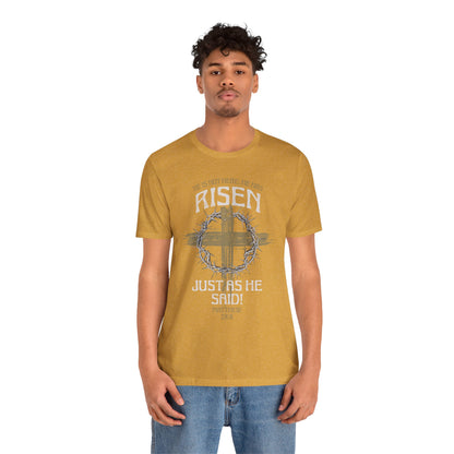 Christian Easter Tee, Religious Resurrection Shirt, He Has Risen, Unisex T-shirt, Inspirational Apparel, Biblical Quote Top