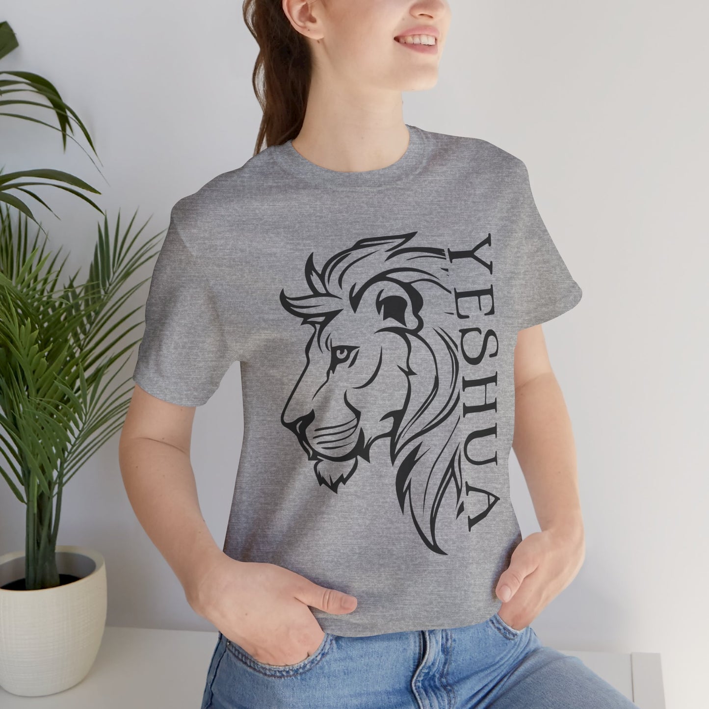 Yeshua Lion Tee Unisex Jersey Short Sleeve Tshirt, Hebraic Messianic Christian Apparel, Lion of Judah Shirt, Religious Graphic Tee, Biblical