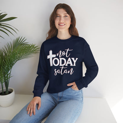 Sweatshirt, Not Today Satan, Anti-Satan, Funny Crewneck, Unisex Graphic Jumper, Gift for Him Her, Sarcastic Apparel