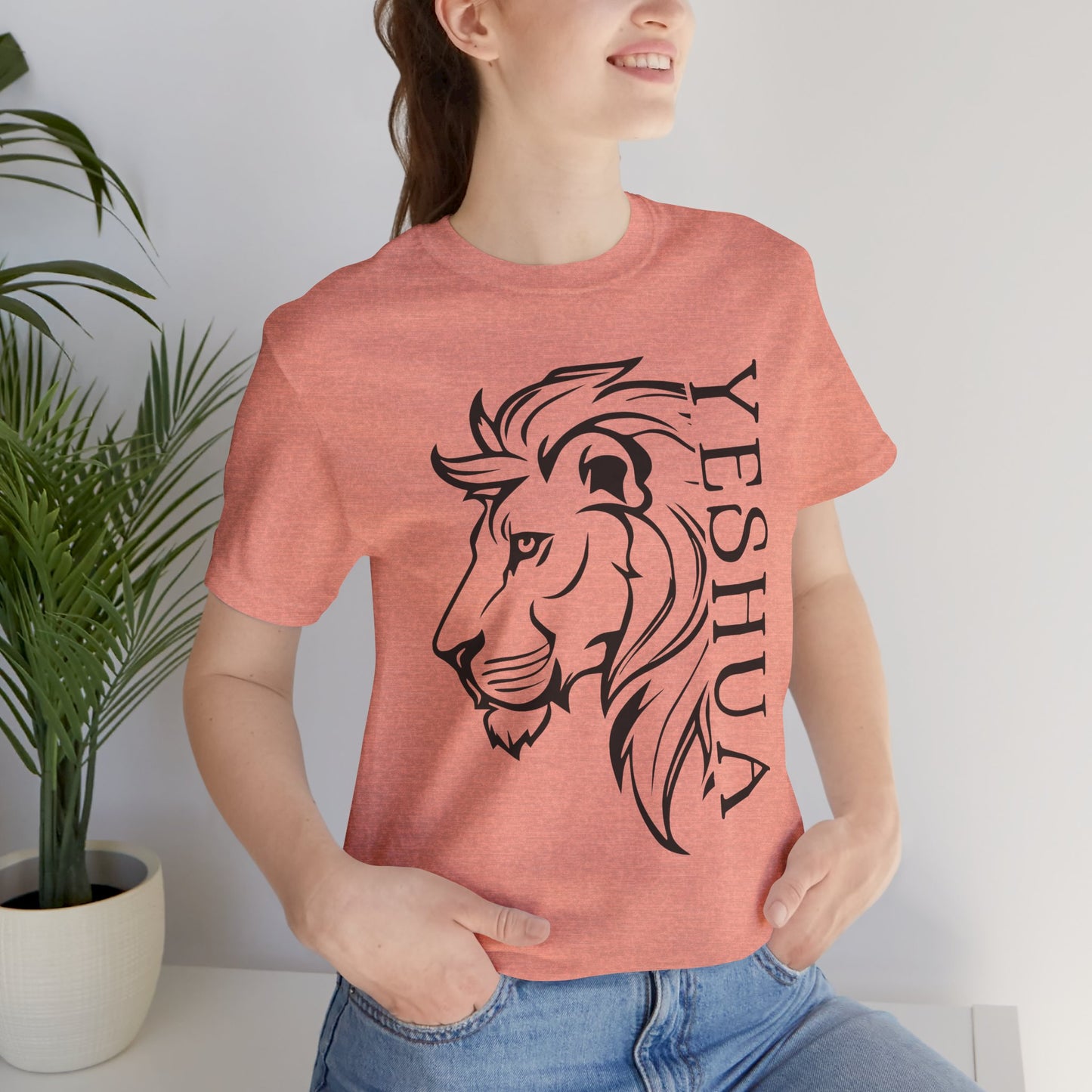 Yeshua Lion Tee Unisex Jersey Short Sleeve Tshirt, Hebraic Messianic Christian Apparel, Lion of Judah Shirt, Religious Graphic Tee, Biblical