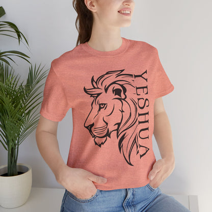 Yeshua Lion Tee Unisex Jersey Short Sleeve Tshirt, Hebraic Messianic Christian Apparel, Lion of Judah Shirt, Religious Graphic Tee, Biblical