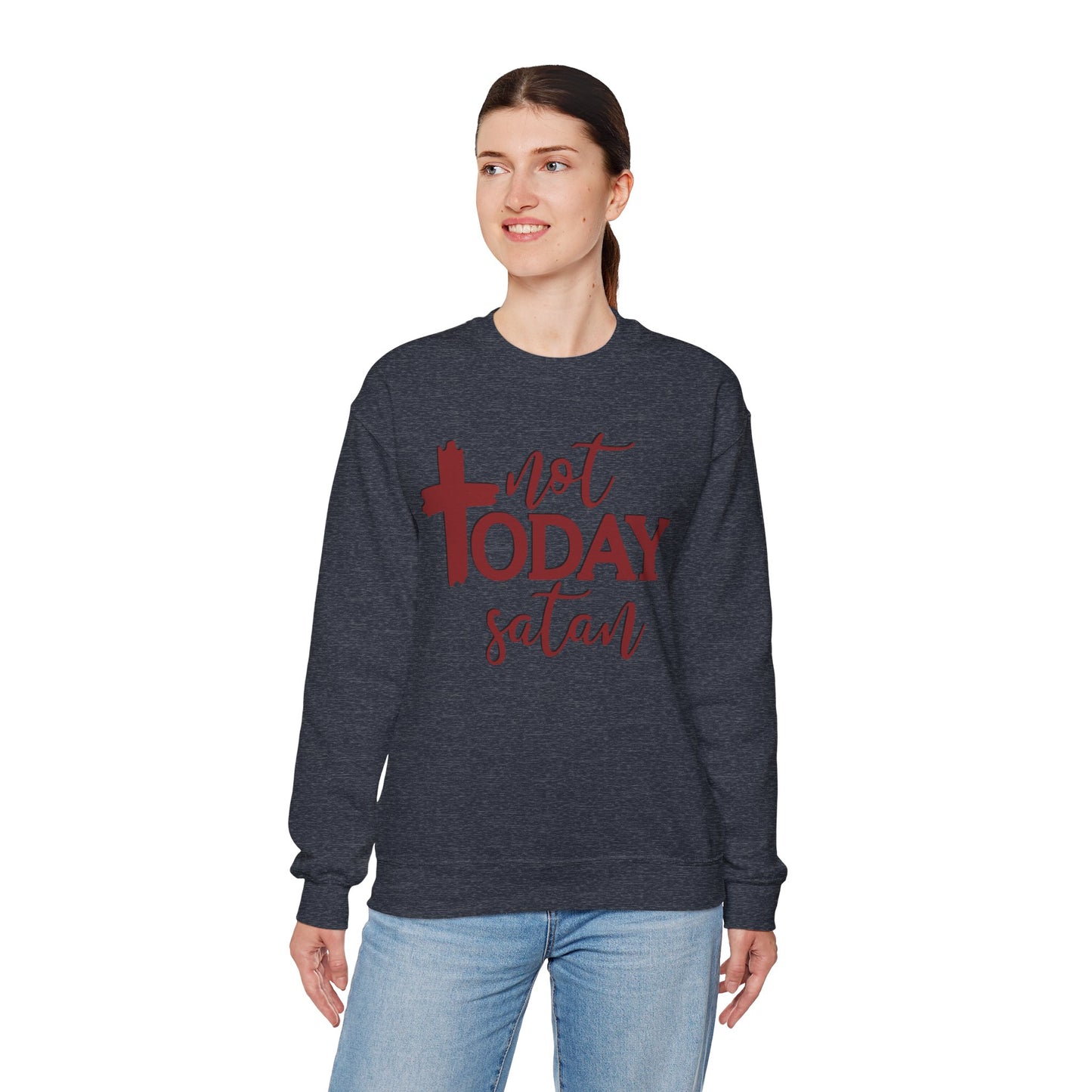 Sweatshirt, Not Today Satan, Anti-Satan, Funny Crewneck, Unisex Graphic Jumper, Gift for Him Her, Sarcastic Apparel