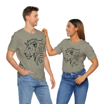 Yeshua Lion Tee Unisex Jersey Short Sleeve Tshirt, Hebraic Messianic Christian Apparel, Lion of Judah Shirt, Religious Graphic Tee, Biblical