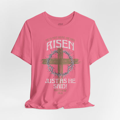 Christian Easter Tee, Religious Resurrection Shirt, He Has Risen, Unisex T-shirt, Inspirational Apparel, Biblical Quote Top