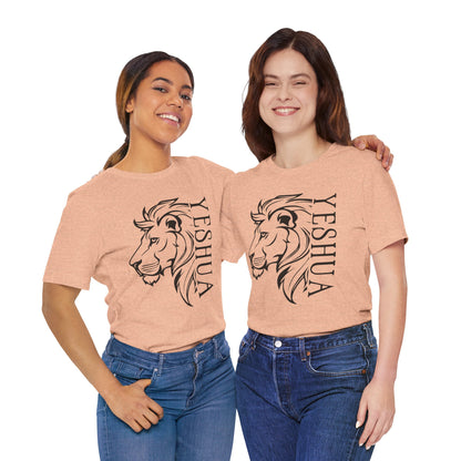 Yeshua Lion Tee Unisex Jersey Short Sleeve Tshirt, Hebraic Messianic Christian Apparel, Lion of Judah Shirt, Religious Graphic Tee, Biblical