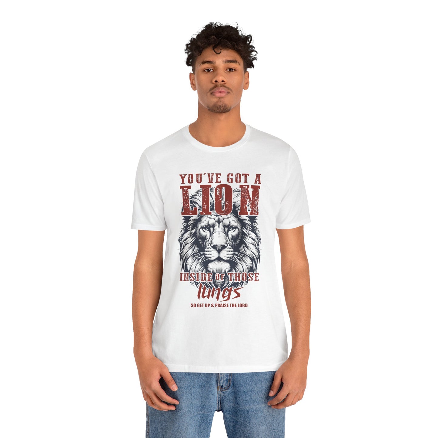 Lionhearted Praise Unisex Tee, Bold Graphic Shirt, Christian Apparel, Inspirational T-Shirt, Faith-Based Gift, Casual Wear