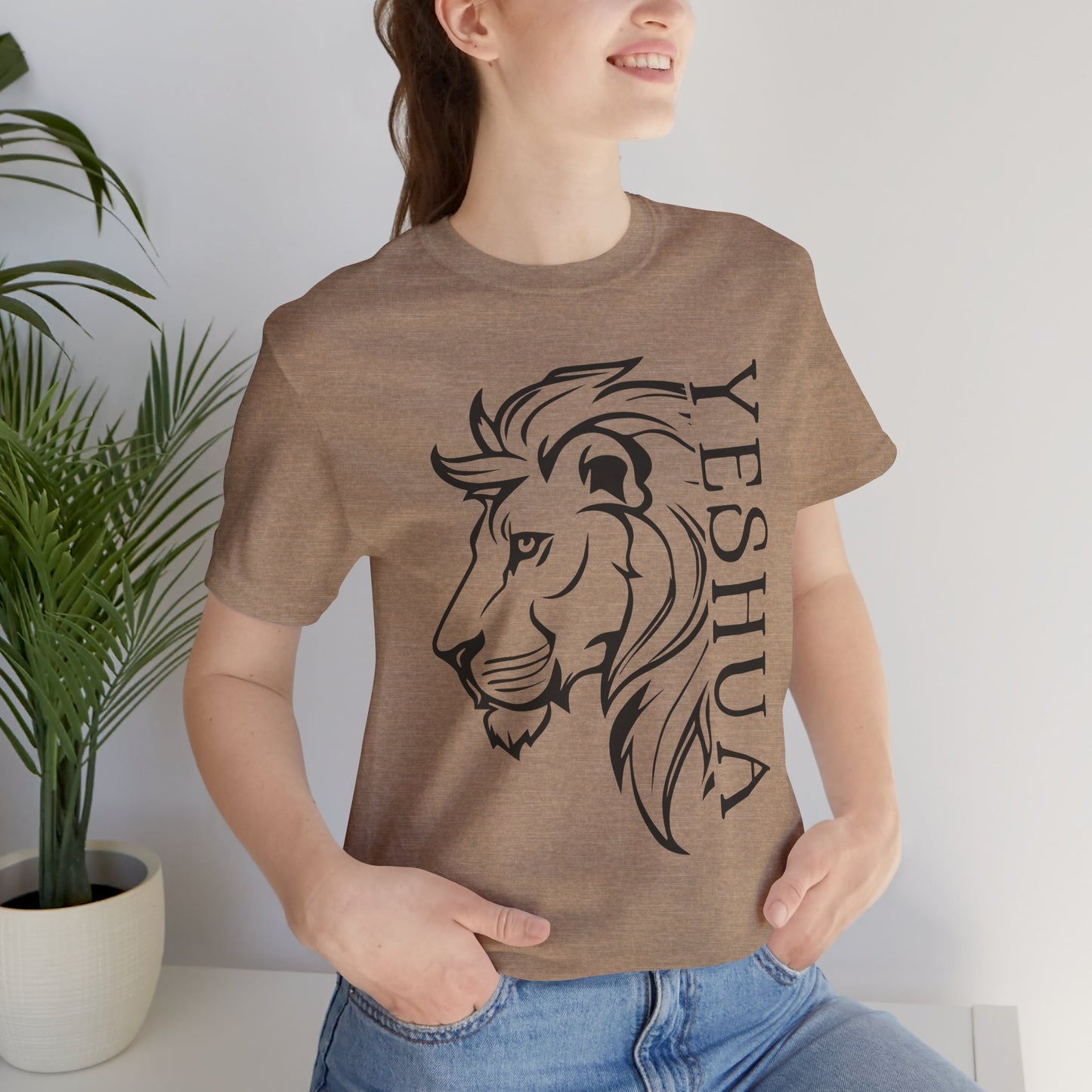 Yeshua Lion Tee Unisex Jersey Short Sleeve Tshirt, Hebraic Messianic Christian Apparel, Lion of Judah Shirt, Religious Graphic Tee, Biblical