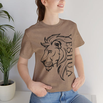 Yeshua Lion Tee Unisex Jersey Short Sleeve Tshirt, Hebraic Messianic Christian Apparel, Lion of Judah Shirt, Religious Graphic Tee, Biblical