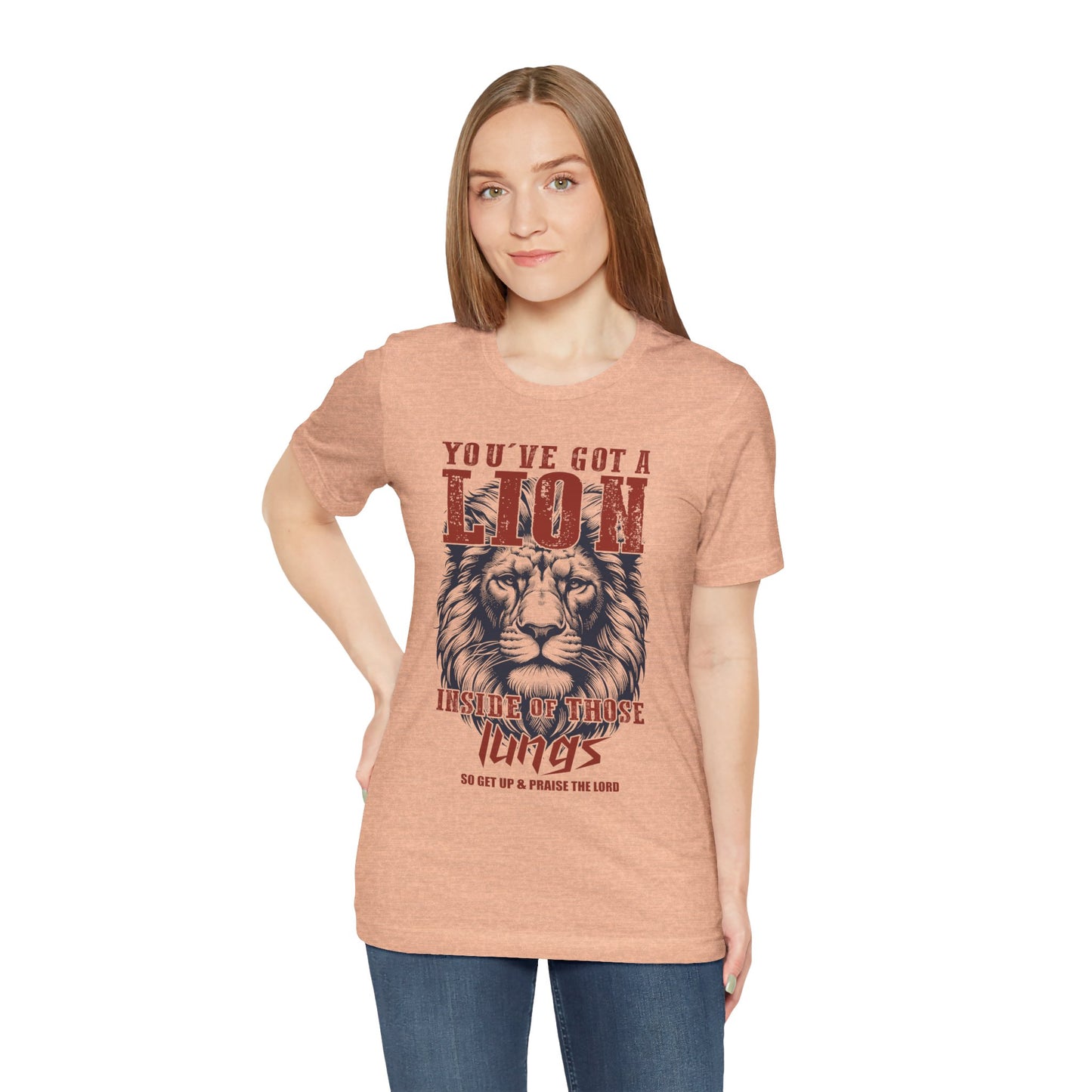 Lionhearted Praise Unisex Tee, Bold Graphic Shirt, Christian Apparel, Inspirational T-Shirt, Faith-Based Gift, Casual Wear