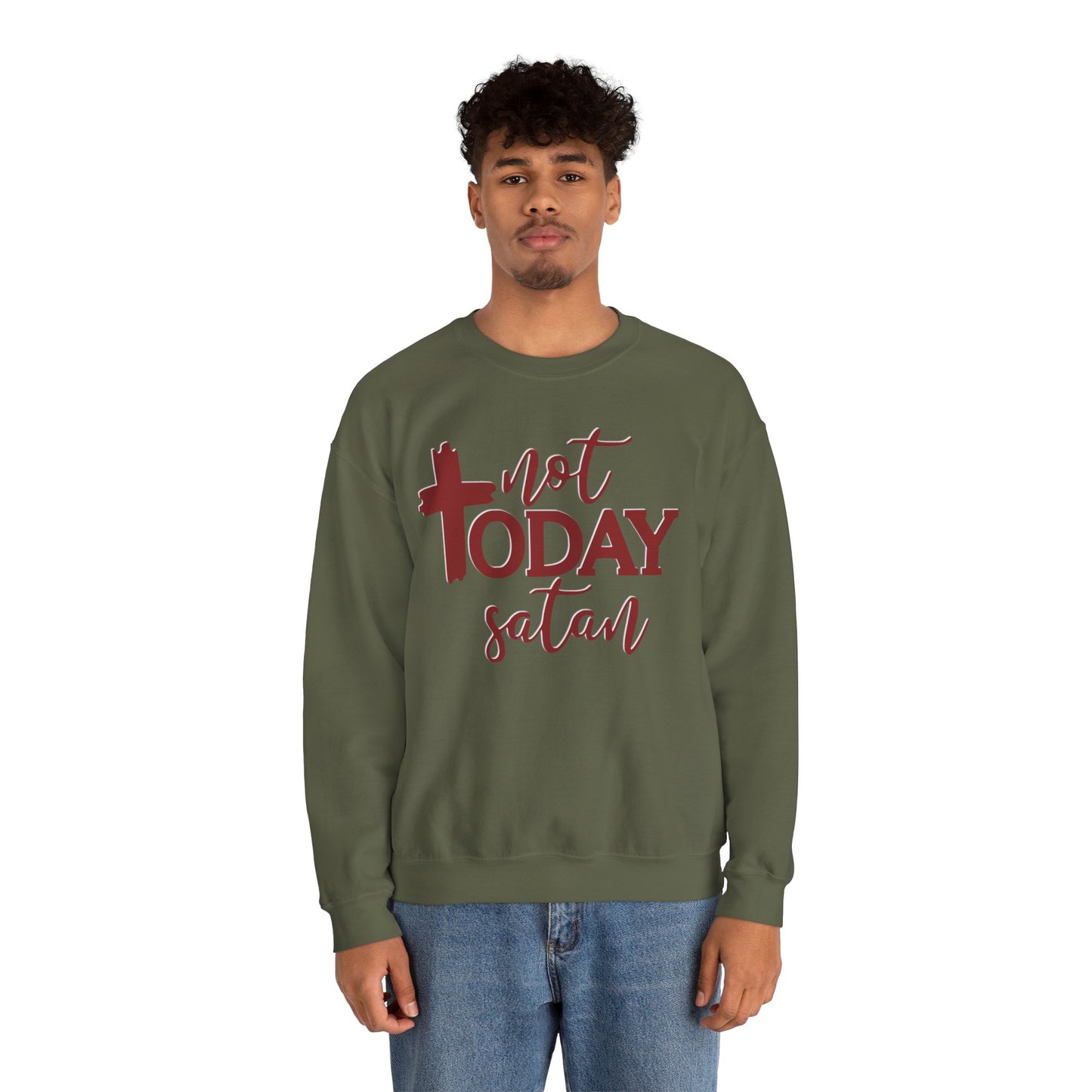 Sweatshirt, Not Today Satan, Anti-Satan, Funny Crewneck, Unisex Graphic Jumper, Gift for Him Her, Sarcastic Apparel