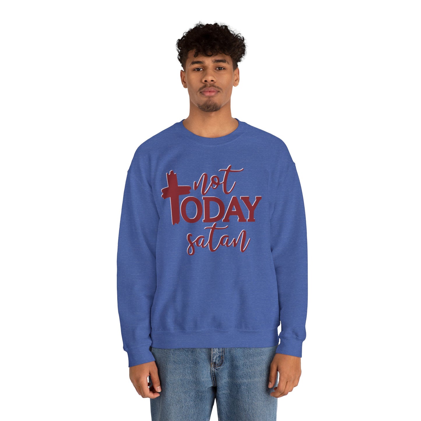 Sweatshirt, Not Today Satan, Anti-Satan, Funny Crewneck, Unisex Graphic Jumper, Gift for Him Her, Sarcastic Apparel