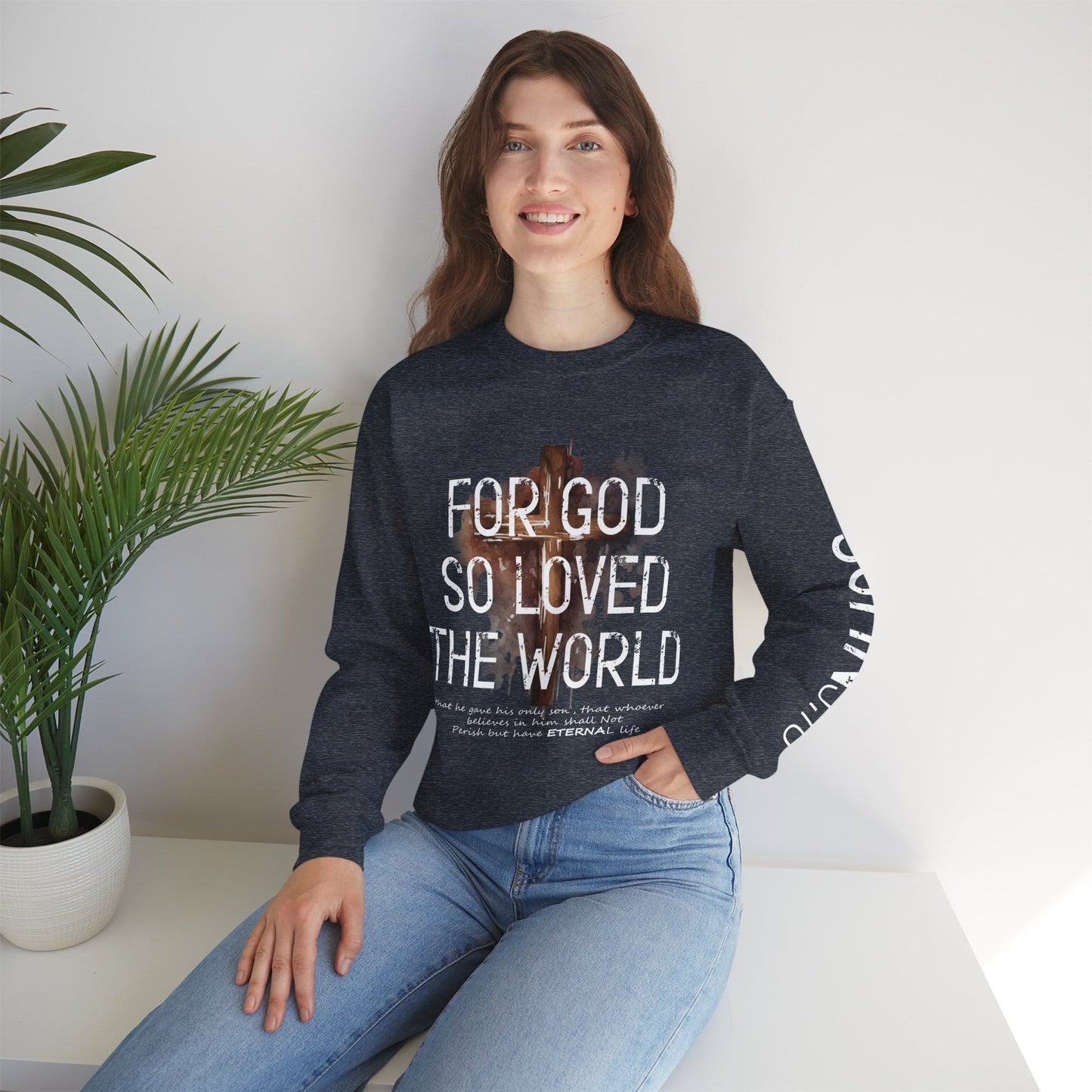 Heavenly Threads - Bible Verse Unisex Sweatshirt, Christian Apparel, Inspirational Jumper, Faith Crewneck, Religious Gift for Him or Her