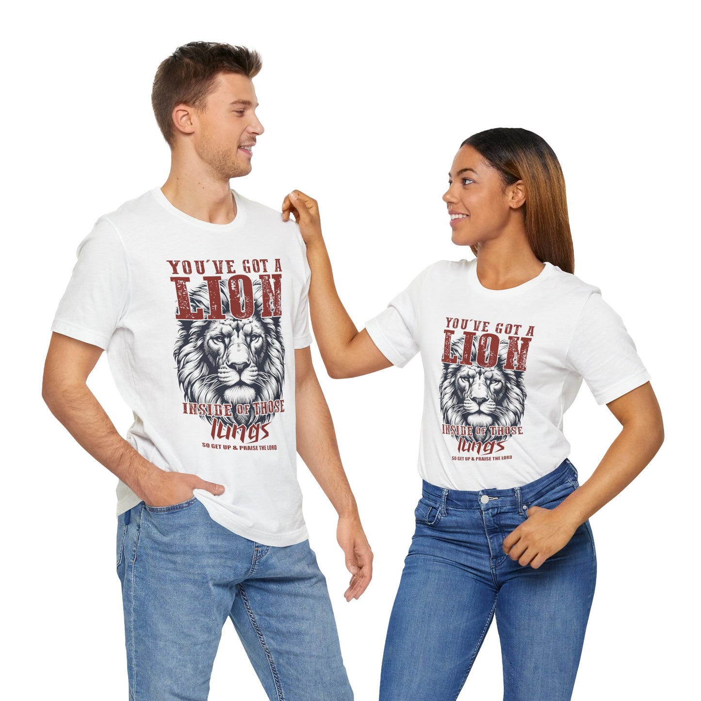 Lionhearted Praise Unisex Tee, Bold Graphic Shirt, Christian Apparel, Inspirational T-Shirt, Faith-Based Gift, Casual Wear