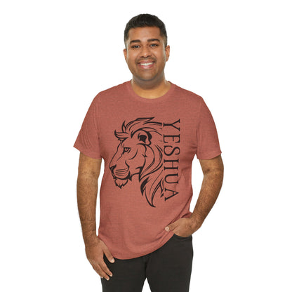 Yeshua Lion Tee Unisex Jersey Short Sleeve Tshirt, Hebraic Messianic Christian Apparel, Lion of Judah Shirt, Religious Graphic Tee, Biblical