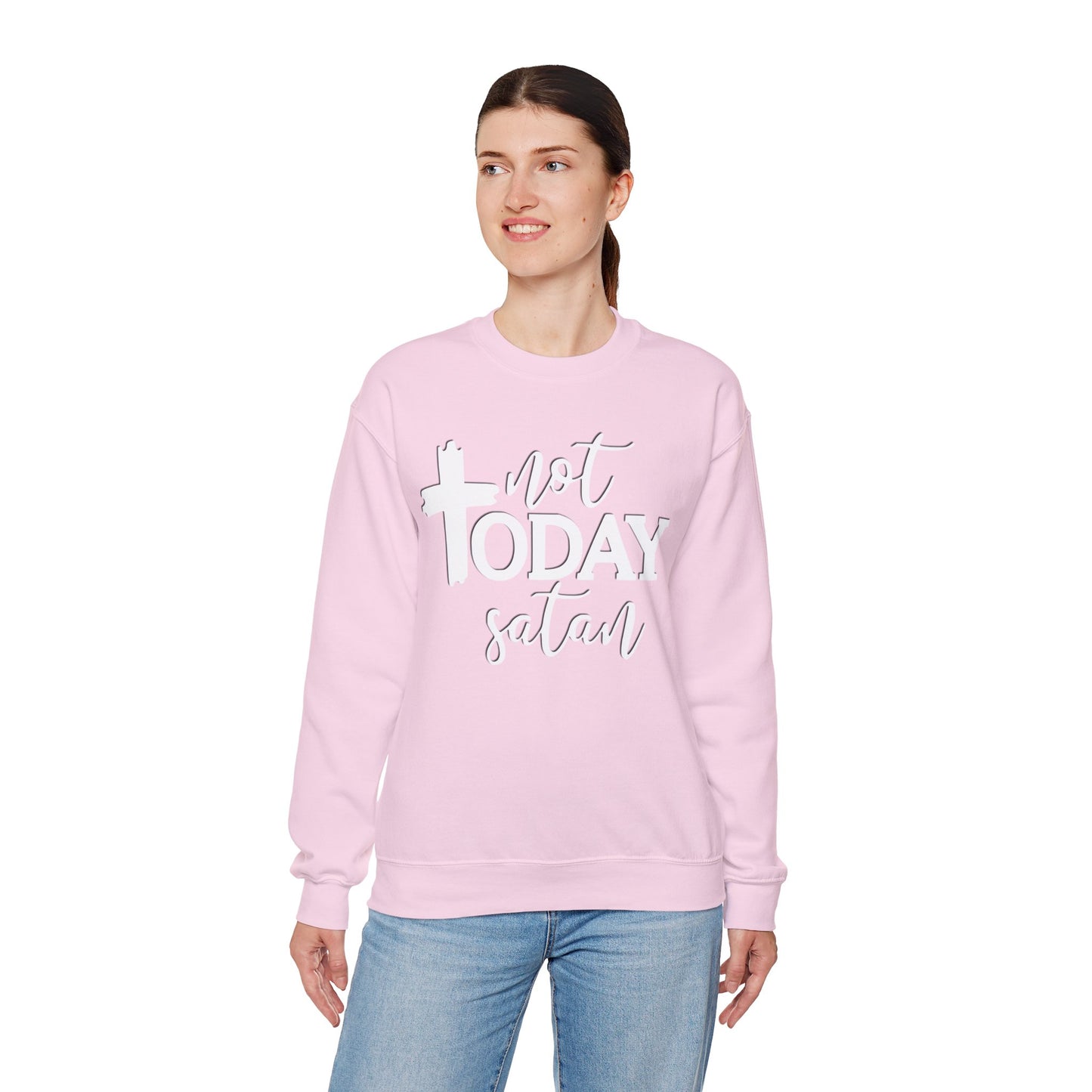 Sweatshirt, Not Today Satan, Anti-Satan, Funny Crewneck, Unisex Graphic Jumper, Gift for Him Her, Sarcastic Apparel