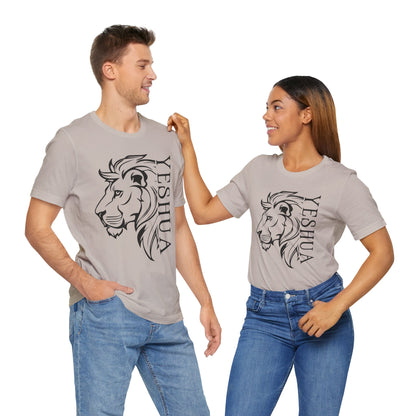 Yeshua Lion Tee Unisex Jersey Short Sleeve Tshirt, Hebraic Messianic Christian Apparel, Lion of Judah Shirt, Religious Graphic Tee, Biblical