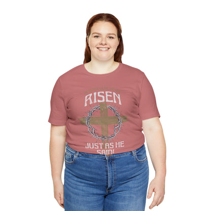 Christian Easter Tee, Religious Resurrection Shirt, He Has Risen, Unisex T-shirt, Inspirational Apparel, Biblical Quote Top