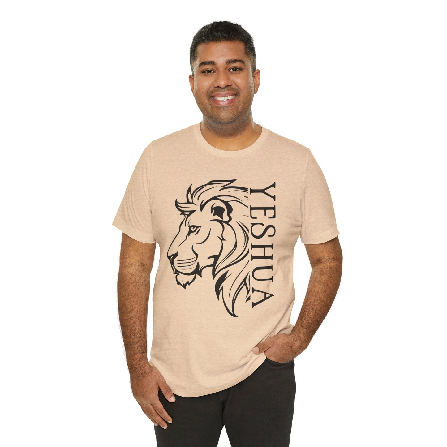 Yeshua Lion Tee Unisex Jersey Short Sleeve Tshirt, Hebraic Messianic Christian Apparel, Lion of Judah Shirt, Religious Graphic Tee, Biblical