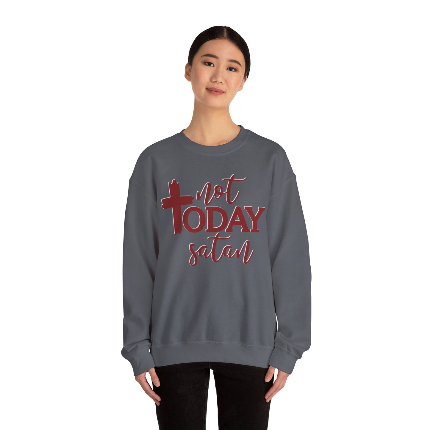 Sweatshirt, Not Today Satan, Anti-Satan, Funny Crewneck, Unisex Graphic Jumper, Gift for Him Her, Sarcastic Apparel