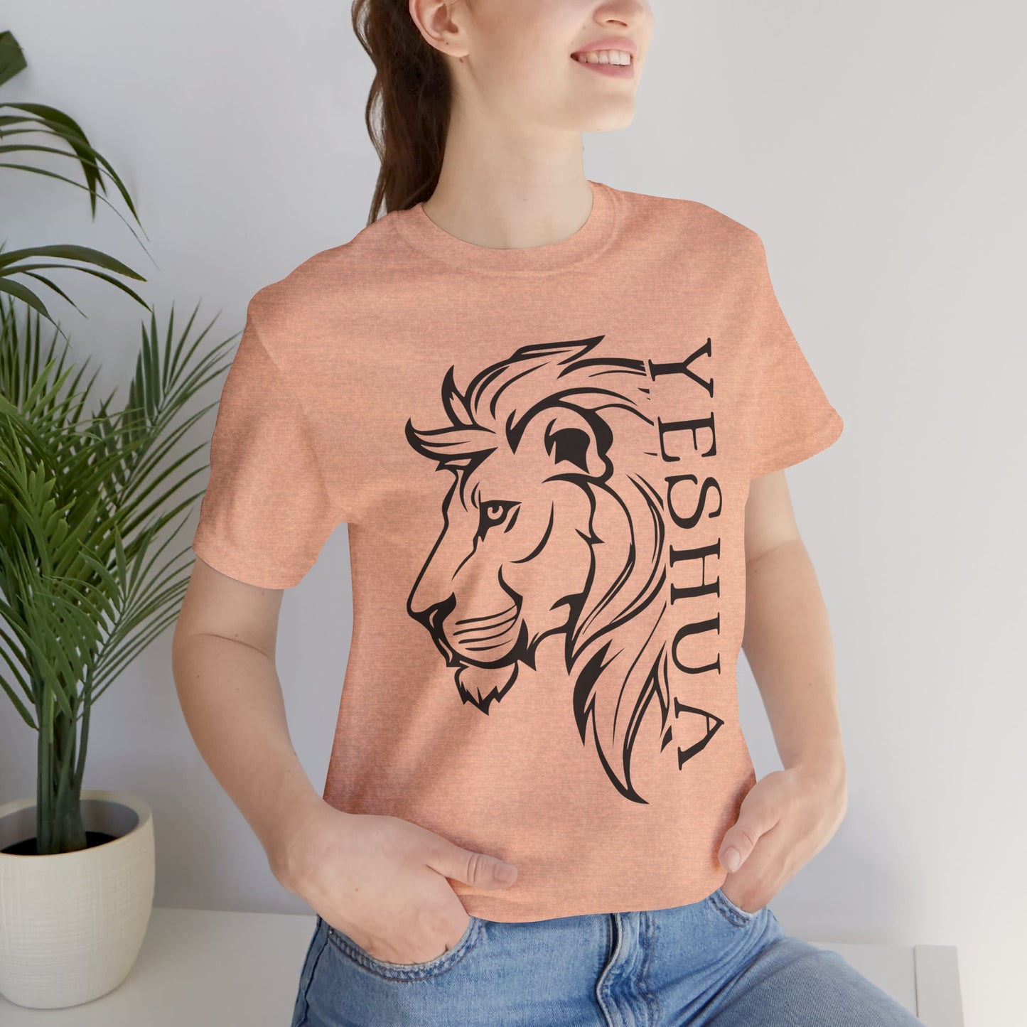 Yeshua Lion Tee Unisex Jersey Short Sleeve Tshirt, Hebraic Messianic Christian Apparel, Lion of Judah Shirt, Religious Graphic Tee, Biblical