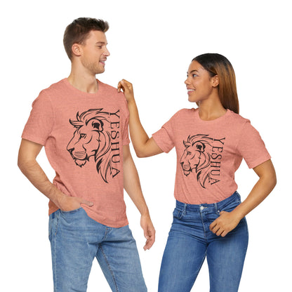 Yeshua Lion Tee Unisex Jersey Short Sleeve Tshirt, Hebraic Messianic Christian Apparel, Lion of Judah Shirt, Religious Graphic Tee, Biblical