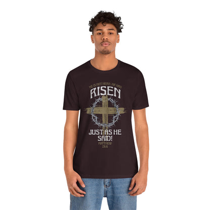 Christian Easter Tee, Religious Resurrection Shirt, He Has Risen, Unisex T-shirt, Inspirational Apparel, Biblical Quote Top