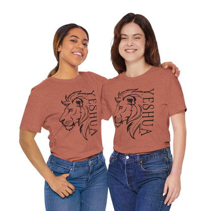 Yeshua Lion Tee Unisex Jersey Short Sleeve Tshirt, Hebraic Messianic Christian Apparel, Lion of Judah Shirt, Religious Graphic Tee, Biblical