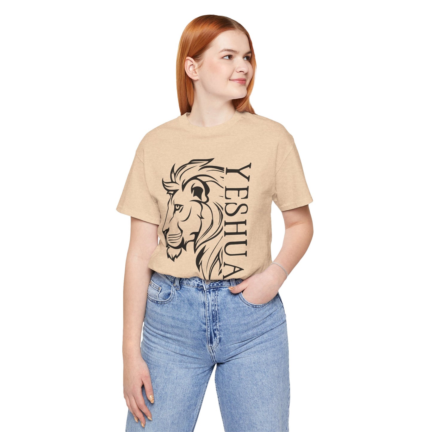 Yeshua Lion Tee Unisex Jersey Short Sleeve Tshirt, Hebraic Messianic Christian Apparel, Lion of Judah Shirt, Religious Graphic Tee, Biblical