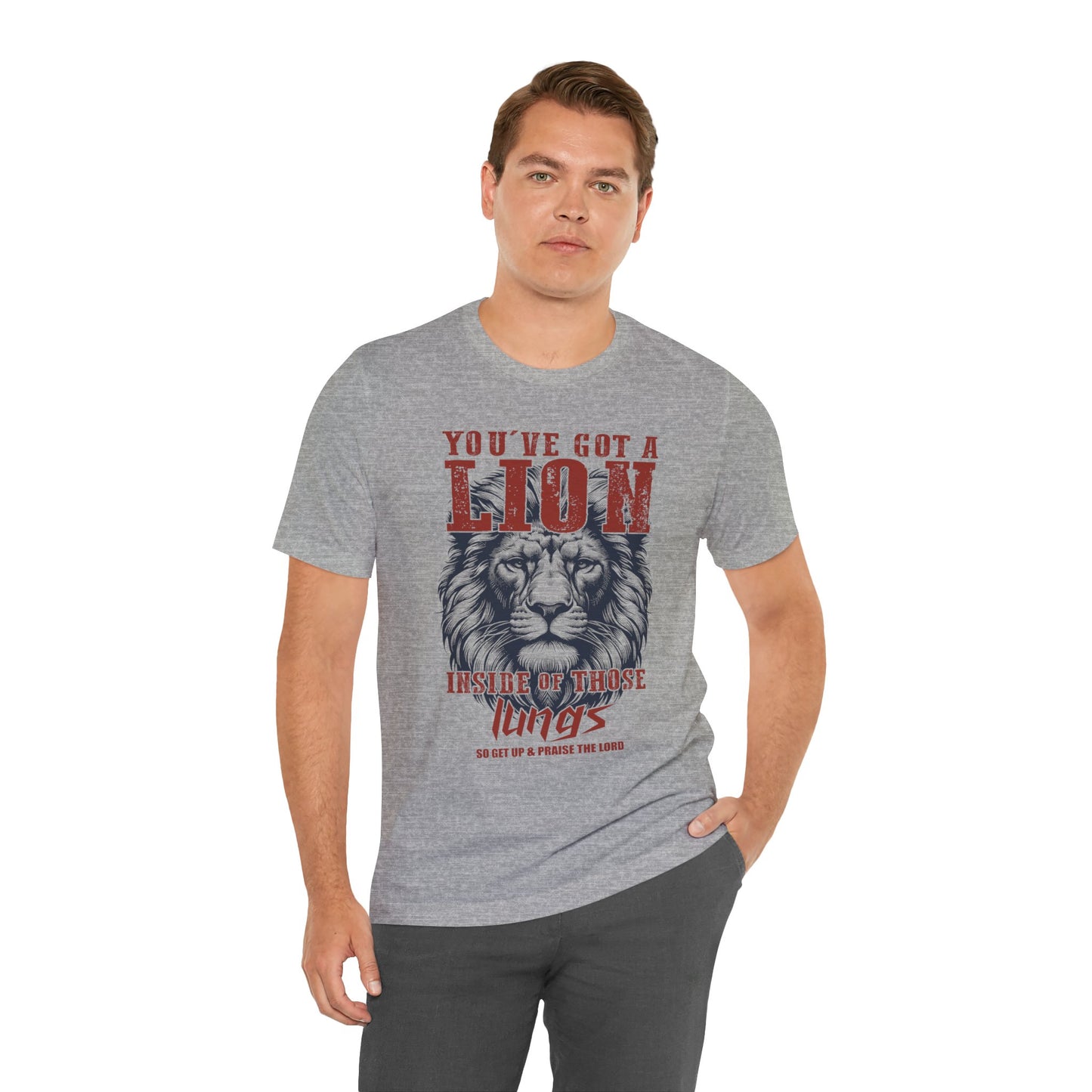 Lionhearted Praise Unisex Tee, Bold Graphic Shirt, Christian Apparel, Inspirational T-Shirt, Faith-Based Gift, Casual Wear