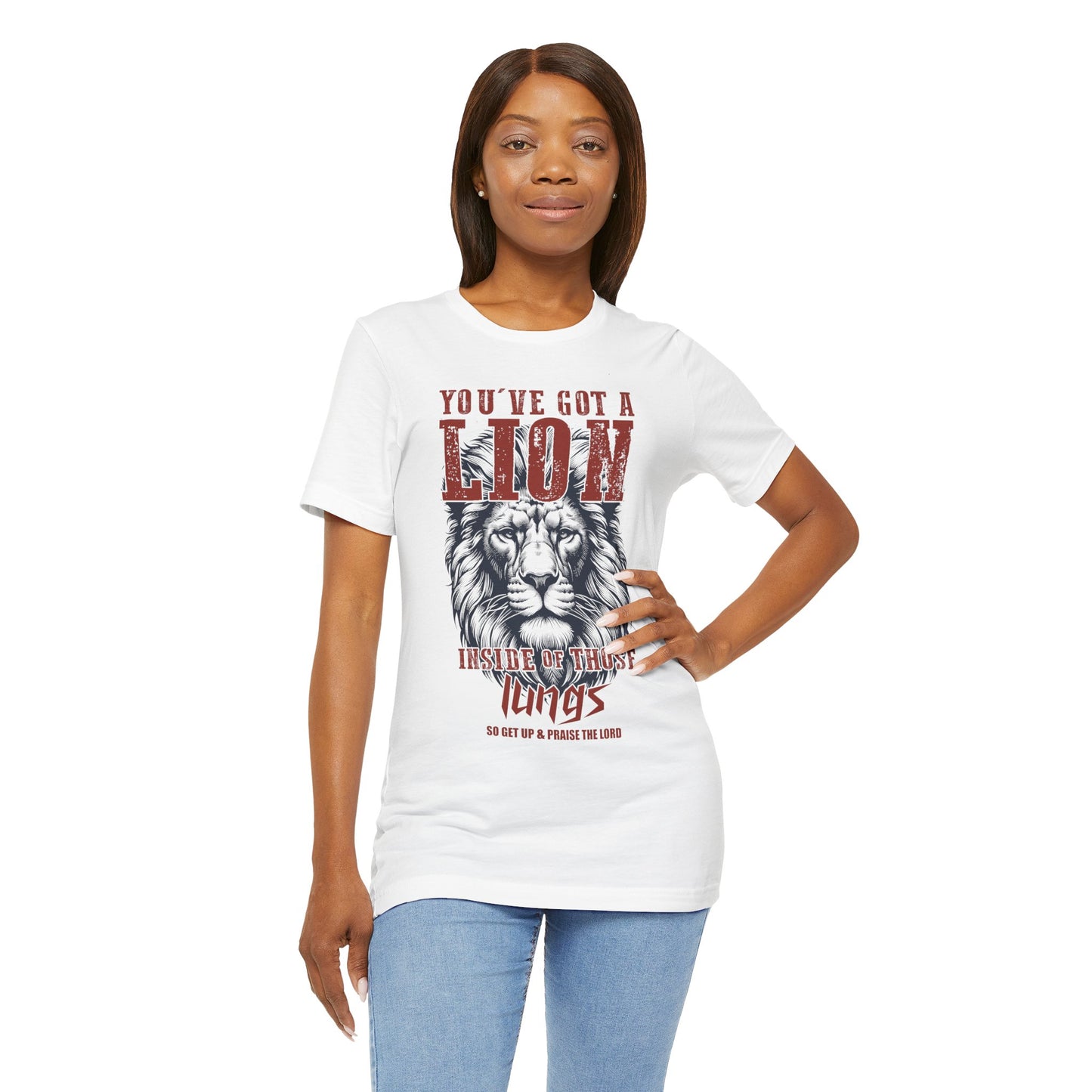 Lionhearted Praise Unisex Tee, Bold Graphic Shirt, Christian Apparel, Inspirational T-Shirt, Faith-Based Gift, Casual Wear